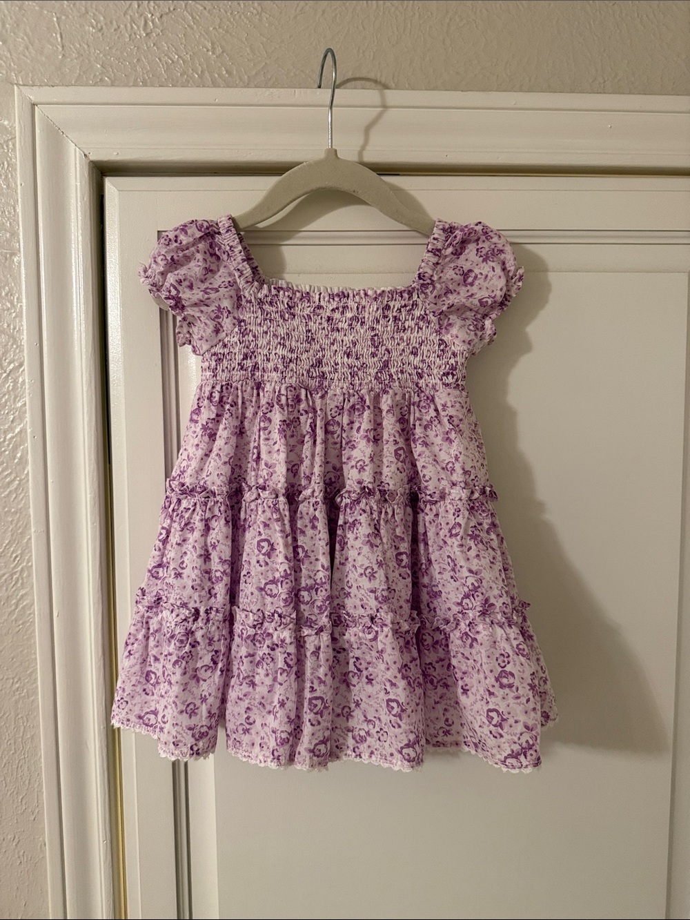 Janie and Jack Smocked Floral Dress - Lilac/Lavender Floral 6-12 month